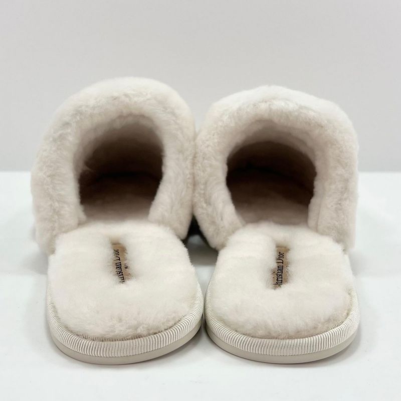 Christian Dior Sandals Women's Logo Line Mouton Slipper Boa Mule