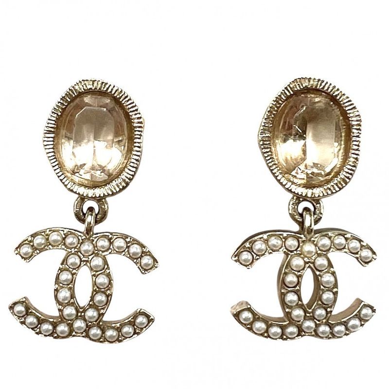 Chanel Earrings Women's Coco Mark Accessories Swing Chanel GP Faux Pearl
