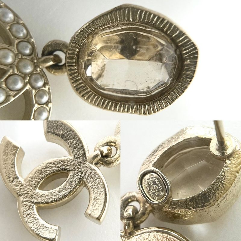 Chanel Earrings Women's Coco Mark Accessories Swing Chanel GP Faux Pearl