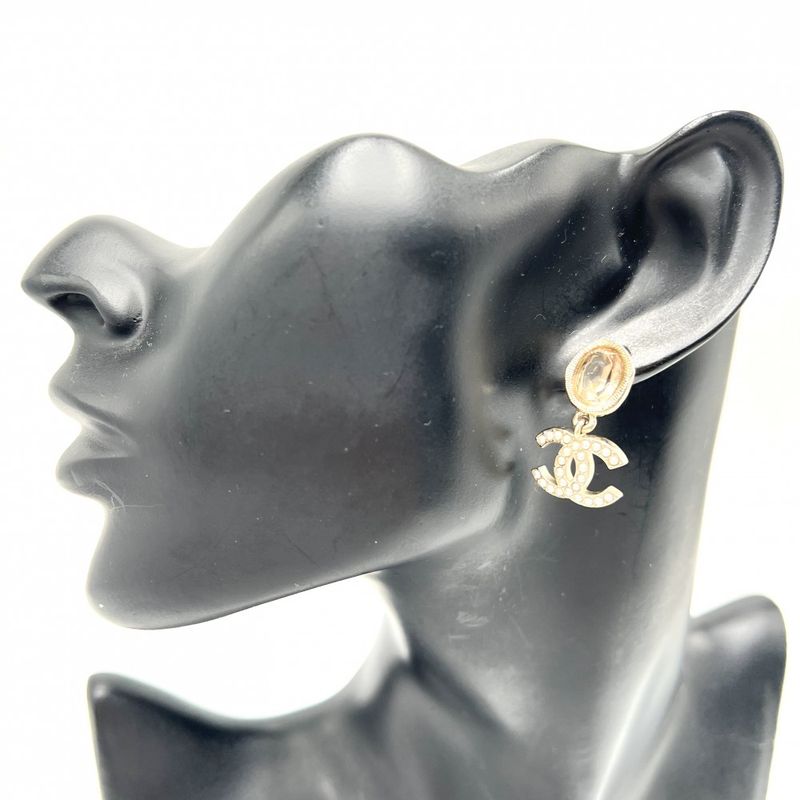 Chanel Earrings Women's Coco Mark Accessories Swing Chanel GP Faux Pearl