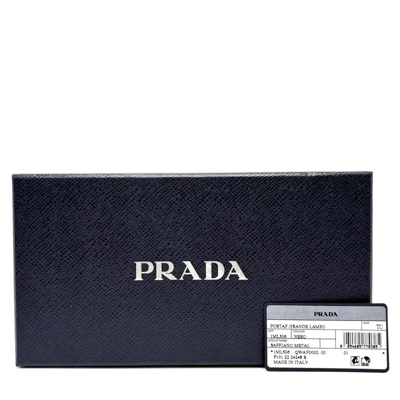 Prada Long Wallet Women's Logo Long Wallet Prada 1ml506 Leather Black Gold