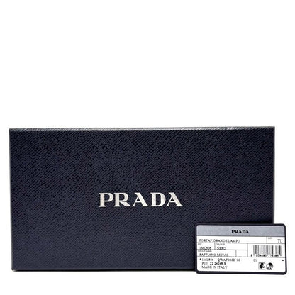 Prada Long Wallet Women's Logo Long Wallet Prada 1ml506 Leather Black Gold