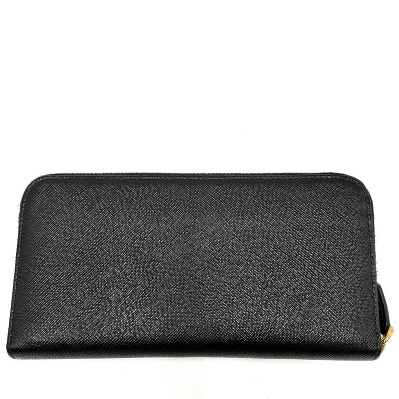 Prada Long Wallet Women's Logo Long Wallet Prada 1ml506 Leather Black Gold