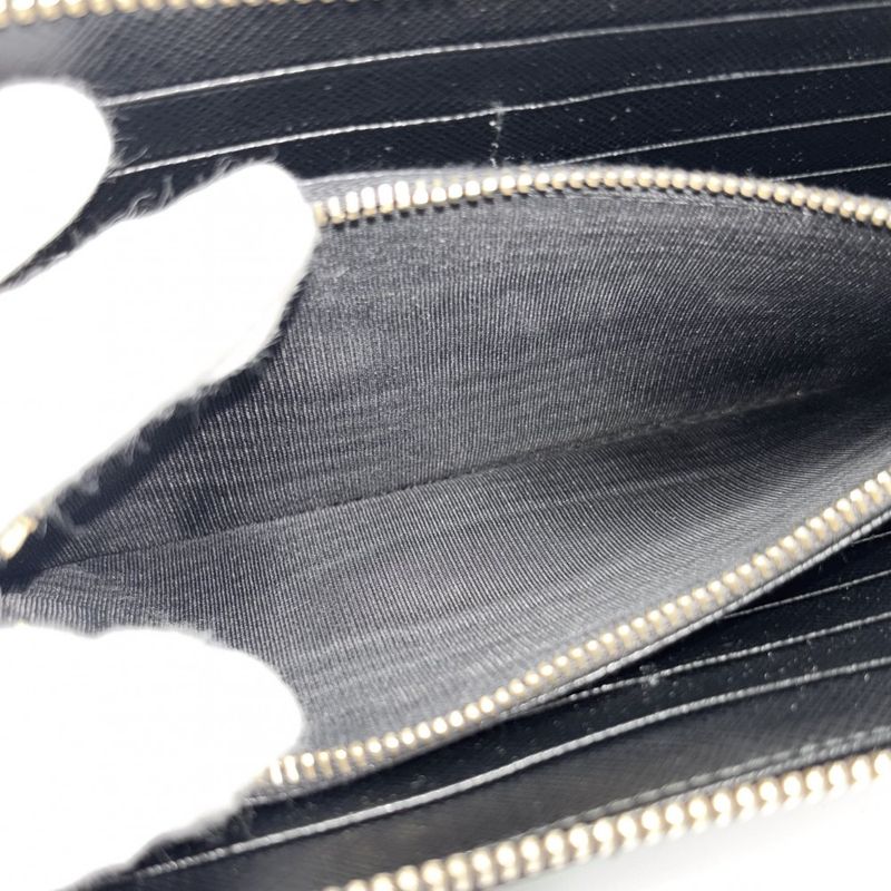 Prada Long Wallet Women's Logo Long Wallet Prada 1ml506 Leather Black Gold