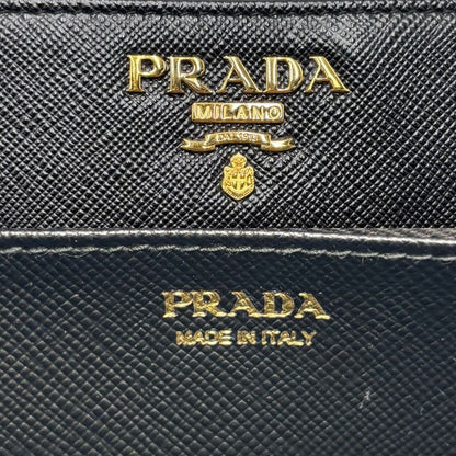 Prada Long Wallet Women's Logo Long Wallet Prada 1ml506 Leather Black Gold
