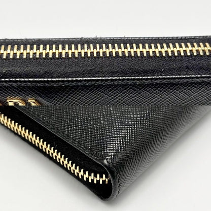 Prada Long Wallet Women's Logo Long Wallet Prada 1ml506 Leather Black Gold