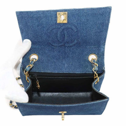 Chanel Chain Shoulder Bag Denim Blue Gold Hardware Vintage 90247571