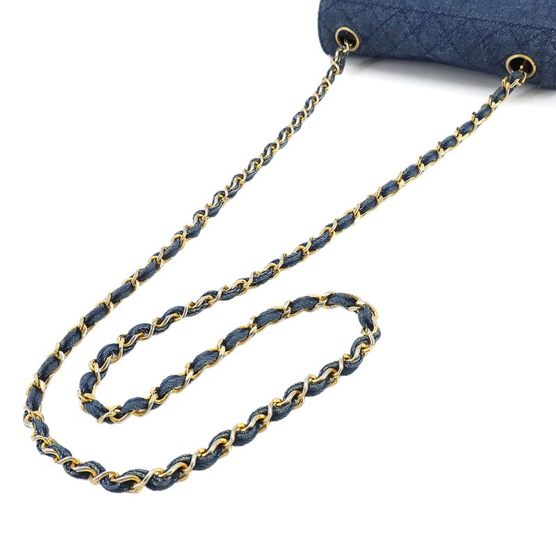 Chanel Chain Shoulder Bag Denim Blue Gold Hardware Vintage 90247571