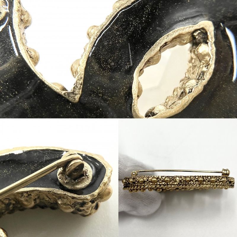 Chanel Brooch Ladies Coco Mark Chanel GP A11A Gold Black Approx 35.3g 2011