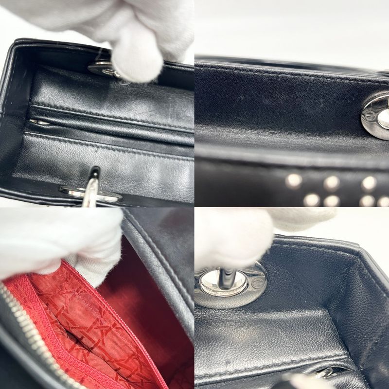 Christian Dior Handbag Women Lady Dior Studded Medium Christian Dior Leather