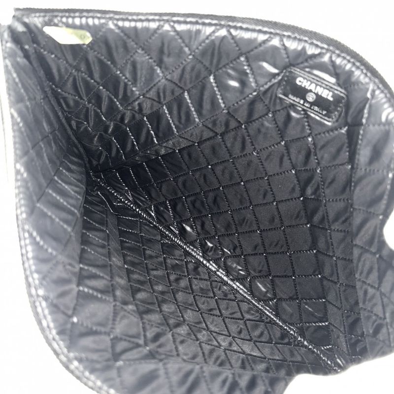 Chanel Clutch Bag Women Second Bag Matelasse A4 Bag Chanel Enamel Black Silver