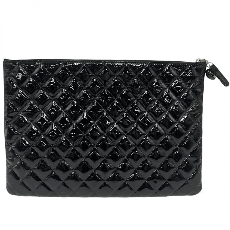 Chanel Clutch Bag Women Second Bag Matelasse A4 Bag Chanel Enamel Black Silver