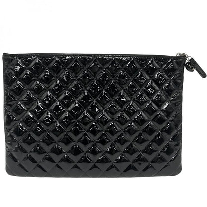Chanel Clutch Bag Women Second Bag Matelasse A4 Bag Chanel Enamel Black Silver