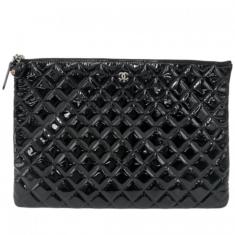 Chanel Clutch Bag Women Second Bag Matelasse A4 Bag Chanel Enamel Black Silver