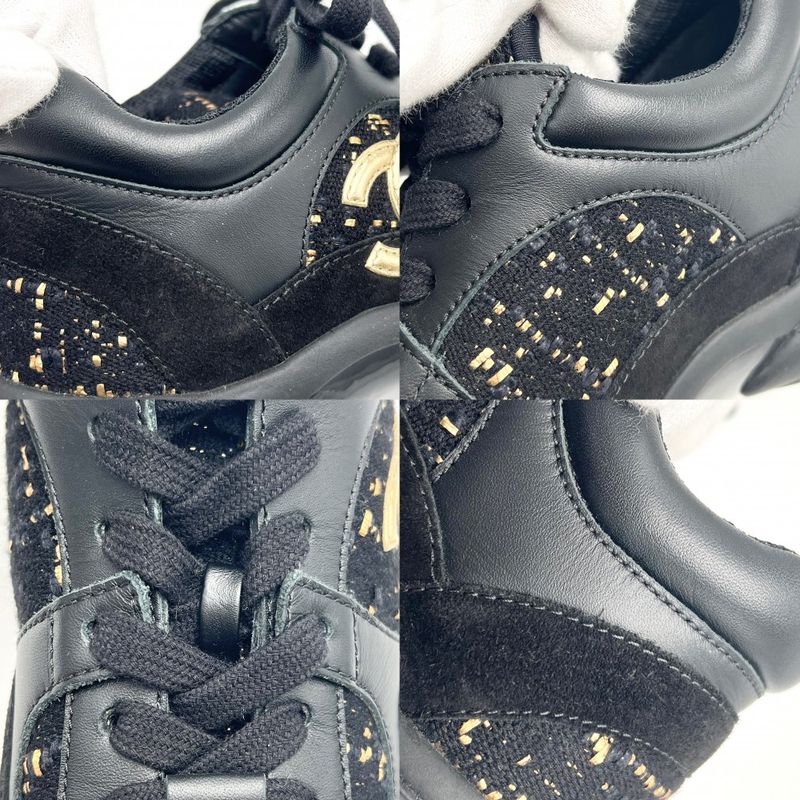 Chanel Sneakers Women's Low Cut Sneakers Coco Mark Tweed Size 35 Fashion Item