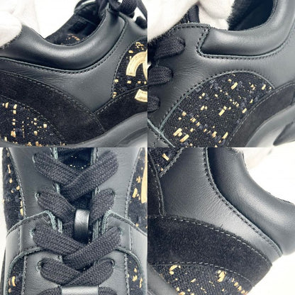 Chanel Sneakers Women's Low Cut Sneakers Coco Mark Tweed Size 35 Fashion Item