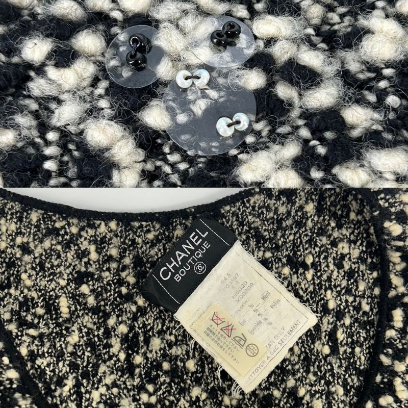 Chanel Dress Women's Tweed Sleeveless Button Apparel Clothing Chanel 44 Black