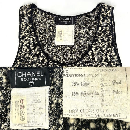 Chanel Dress Women's Tweed Sleeveless Button Apparel Clothing Chanel 44 Black