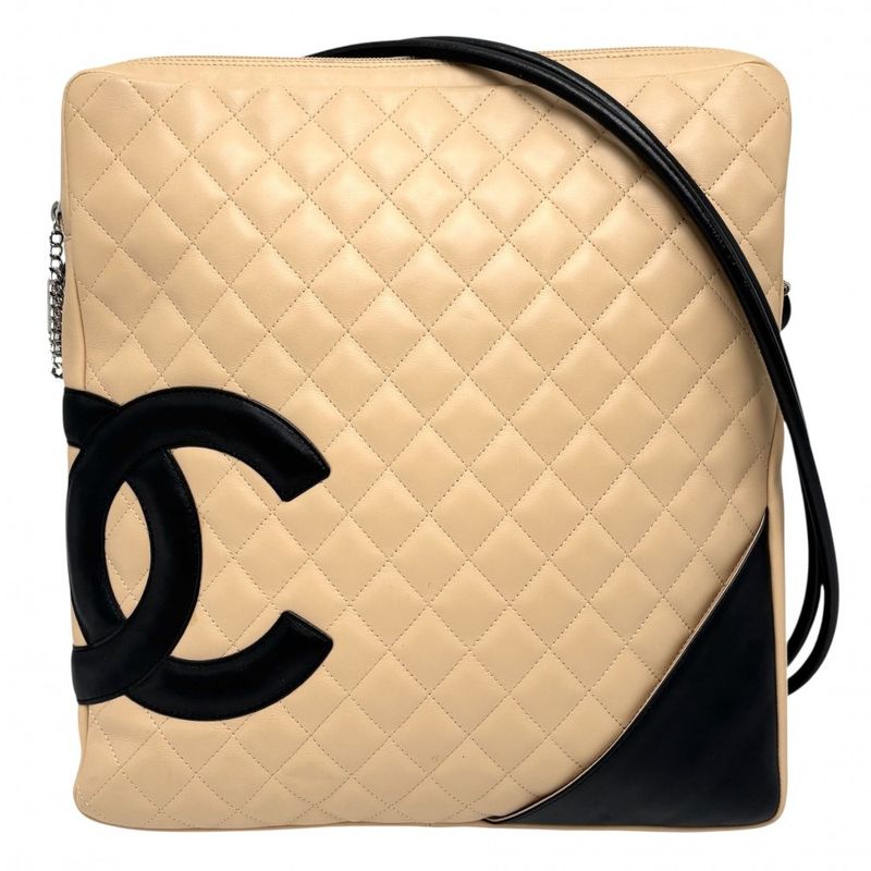 Chanel Shoulder Bag Women's Cambon Line Large Pochette Coco Mark Shoulder Coco