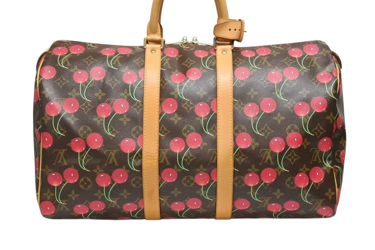 Louis Vuitton Keepall 45 Boston Bag Monogram Cherry Leather Brown Takashi — view 3