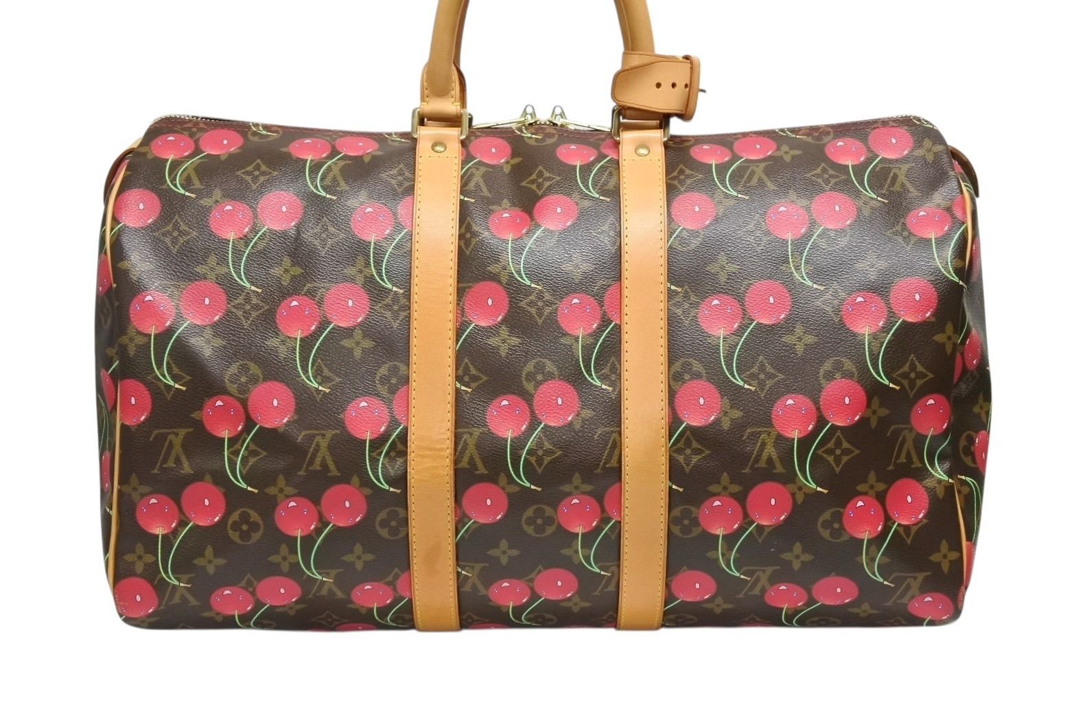 Louis Vuitton Keepall 45 Boston Bag Monogram Cherry Leather Brown Takashi — view 3