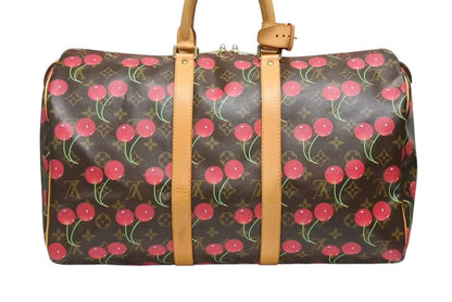 Louis Vuitton Keepall 45 Boston Bag Monogram Cherry Leather Brown Takashi — view 3