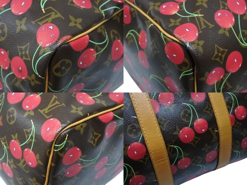 Louis Vuitton Keepall 45 Boston Bag Monogram Cherry Leather Brown Takashi — view 8