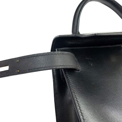 Hermes Kelly 28 Box Calf Black 2-way Hand Shoulder Bag Stamped 0Y 1995 Outer
