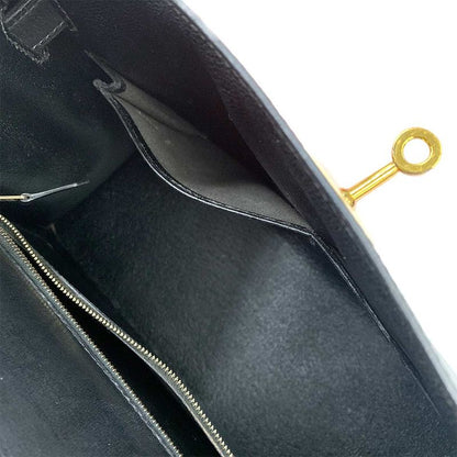 Hermes Kelly 28 Box Calf Black 2-way Hand Shoulder Bag Stamped 0Y 1995 Outer
