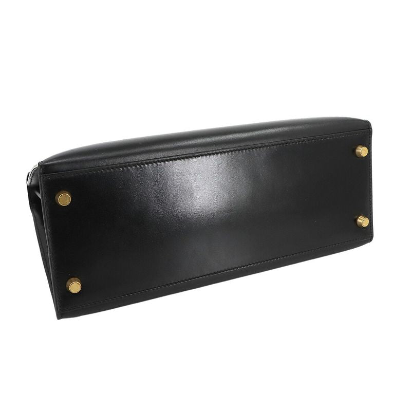 Hermes Kelly 28 Box Calf Black 2-way Hand Shoulder Bag Stamped 0Y 1995 Outer