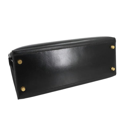 Hermes Kelly 28 Box Calf Black 2-way Hand Shoulder Bag Stamped 0Y 1995 Outer