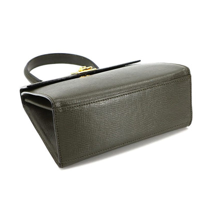 Celine Gancini 2way Hand Shoulder Bag Leather Khaki Gold Hardware Vintage