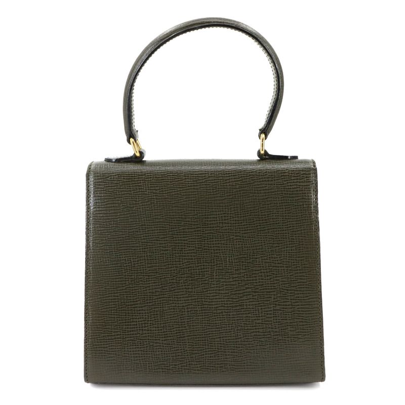 Celine Gancini 2way Hand Shoulder Bag Leather Khaki Gold Hardware Vintage