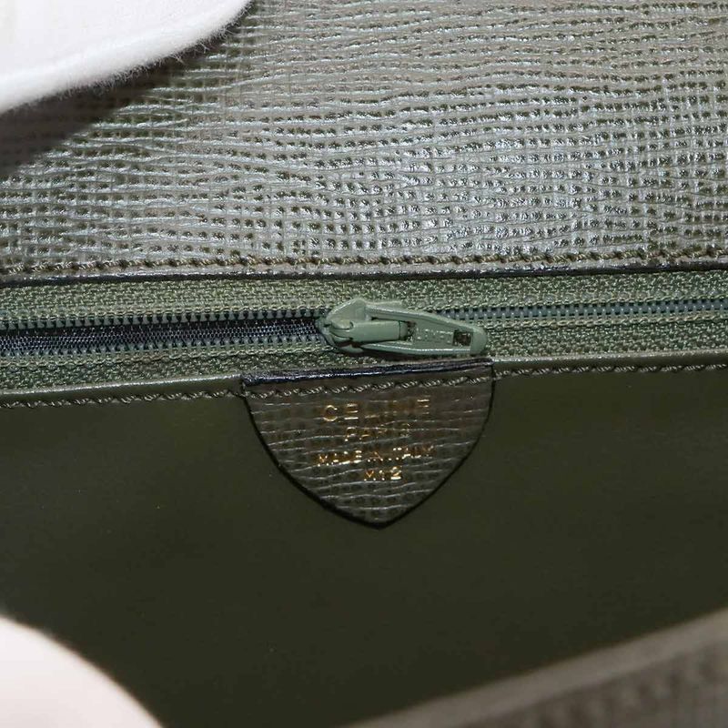 Celine Gancini 2way Hand Shoulder Bag Leather Khaki Gold Hardware Vintage