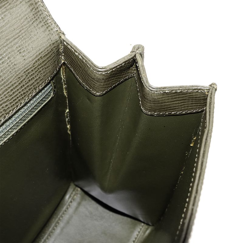 Celine Gancini 2way Hand Shoulder Bag Leather Khaki Gold Hardware Vintage