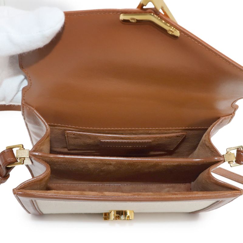 Saint Laurent Cassandra Top Handle Mini 2way Hand Shoulder Bag Canvas Leather