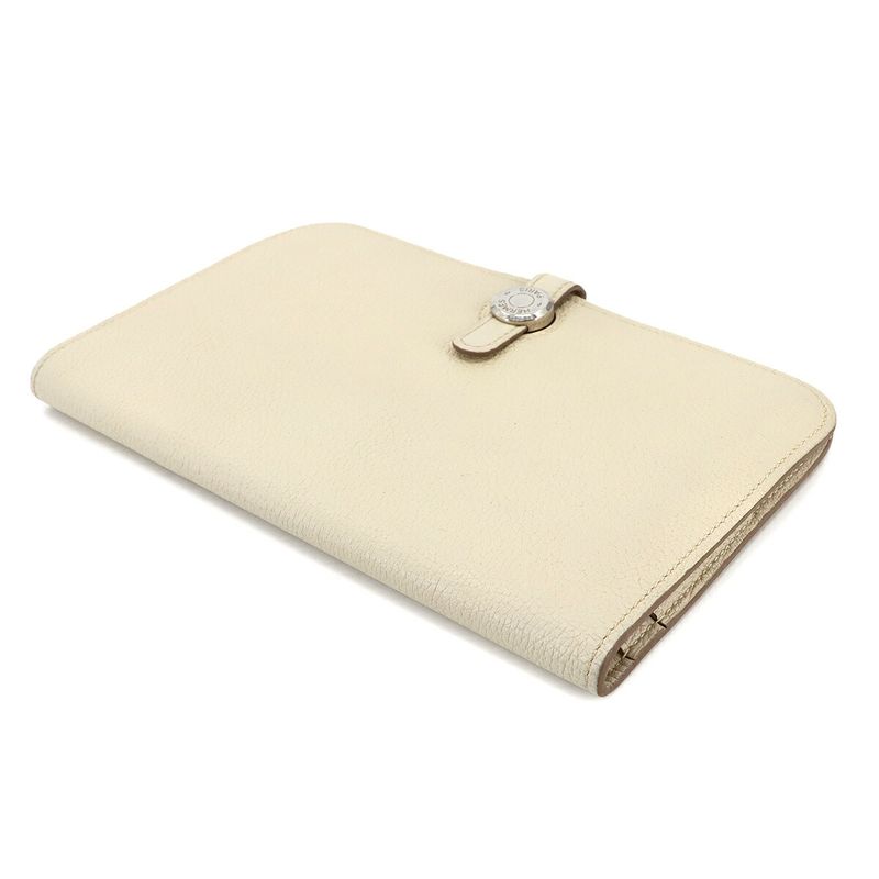 Hermes Dogon GM Folding Long Wallet Togo Cles X Engraved Silver Hardware Dogon