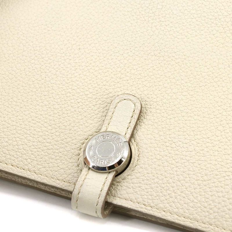 Hermes Dogon GM Folding Long Wallet Togo Cles X Engraved Silver Hardware Dogon