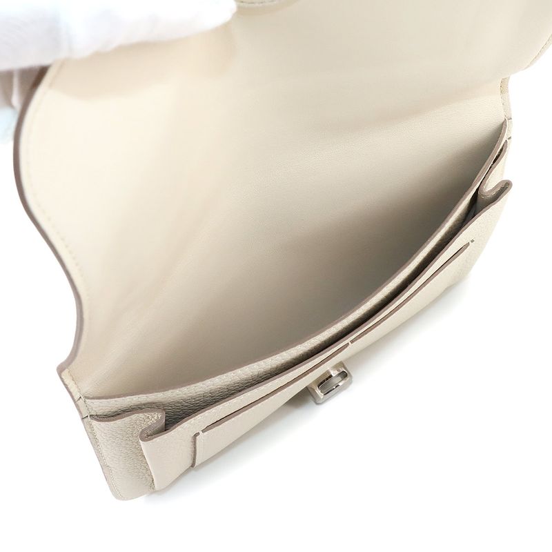 Hermes Dogon GM Folding Long Wallet Togo Cles X Engraved Silver Hardware Dogon