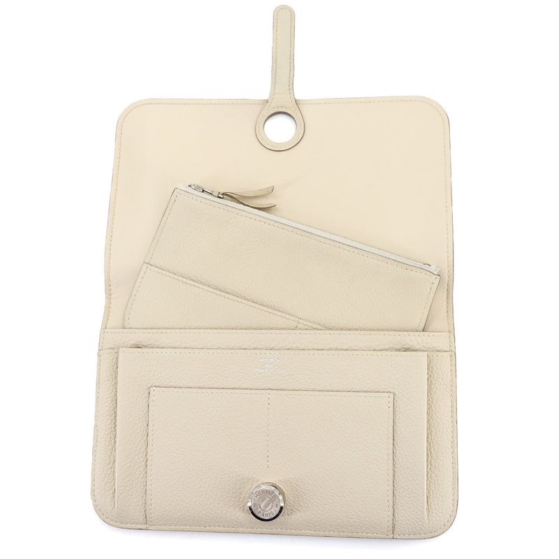 Hermes Dogon GM Folding Long Wallet Togo Cles X Engraved Silver Hardware Dogon