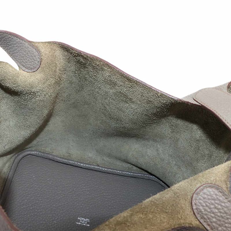 Hermes Picotin Lock MM Hand Bag Taurillon Cles Mance Etang ?P Engraved Silver