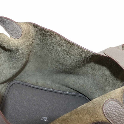 Hermes Picotin Lock MM Hand Bag Taurillon Cles Mance Etang ?P Engraved Silver