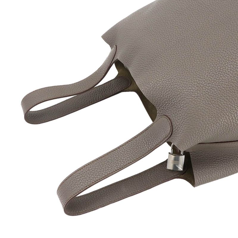 Hermes Picotin Lock MM Hand Bag Taurillon Cles Mance Etang ?P Engraved Silver