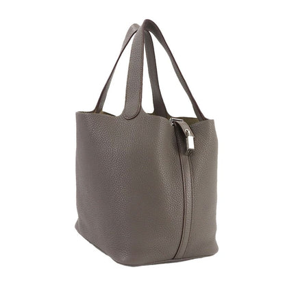 Hermes Picotin Lock MM Hand Bag Taurillon Cles Mance Etang ?P Engraved Silver