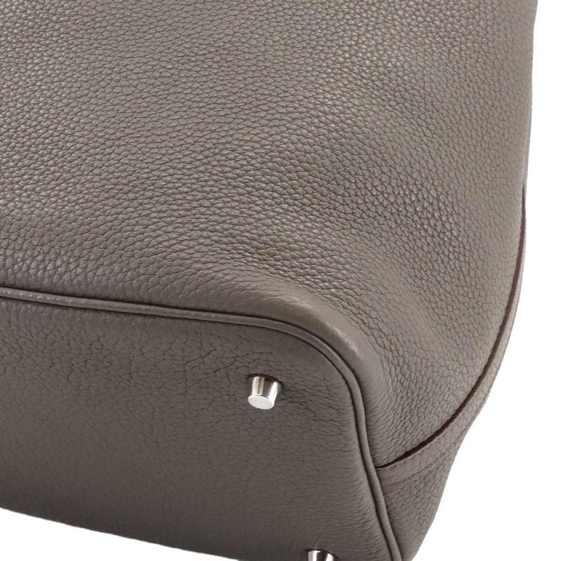 Hermes Picotin Lock MM Hand Bag Taurillon Cles Mance Etang ?P Engraved Silver