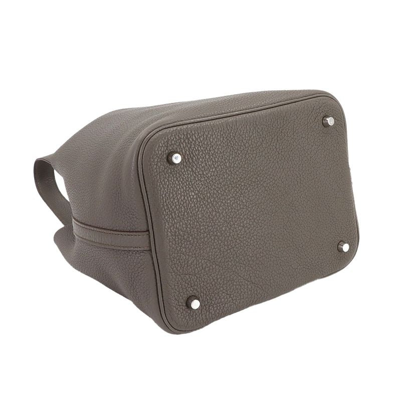 Hermes Picotin Lock MM Hand Bag Taurillon Cles Mance Etang ?P Engraved Silver