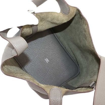 Hermes Picotin Lock MM Hand Bag Taurillon Cles Mance Etang ?P Engraved Silver