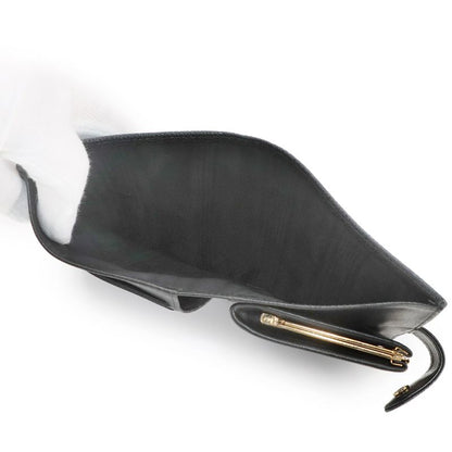 Chanel Caviar Skin Fold Long Wallet With Clasp Leather Black A13498 Coco Long