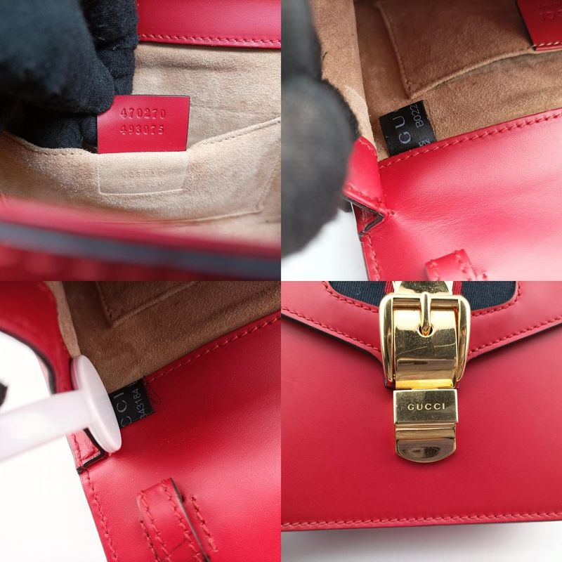 Gucci Sylvie Red And Navy Leather 470270 B022343184
