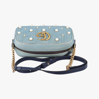 Guccigg Marmont Blue Denim And Leather 447632 B024087403